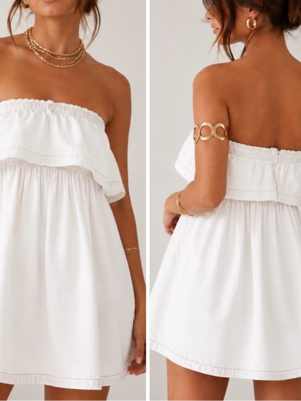 Free People Frills & Thrills White Cottagecore Summer Strapless Ruffle Romper